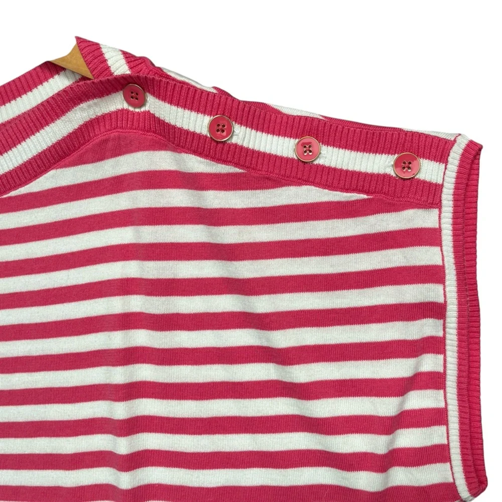 Talbots Pink and White Striped Boatneck Sweater Top - Picture 5 of 9